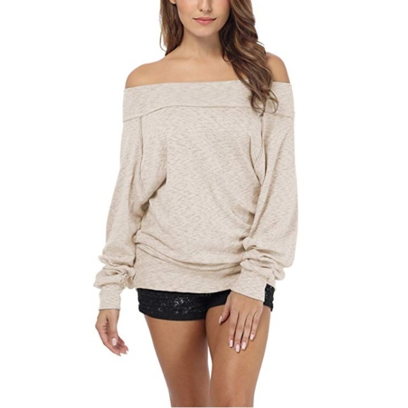 Womens "Mia" Off The Shoulder Sweater Shirt - Picture 2 of 7